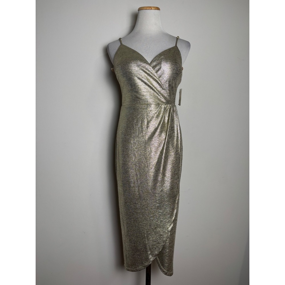 City Triangles Women's Dress 4 Gold Metallic Cocktail Party Wedding Going Out
